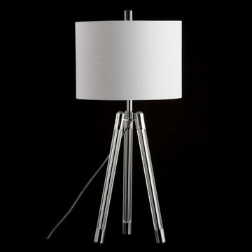 Wyman 30.5" Surveyor's Tripod Crystal/Metal LED Table Lamp - JONATHAN Y